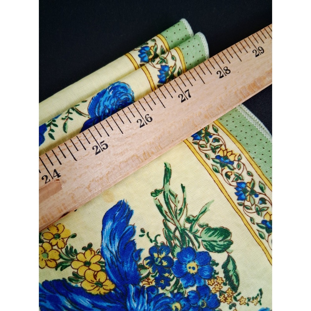 Vintage French Provencal Vent Du Sud Tablecloth 56in Square Waxed Cotton Green - Picture 5 of 8